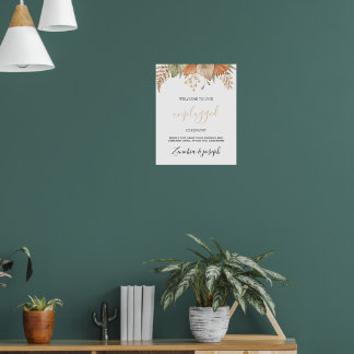 Poster Sinal de Casamento Floral Mínimo Leaf Boho descone