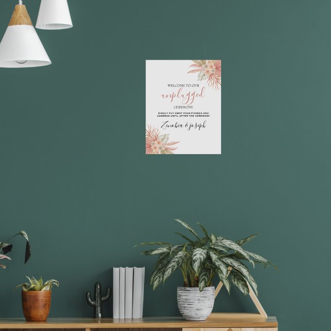 Poster Sinal de Casamento Floral Mínimo Leaf Boho descone (Sala de Estar 1)
