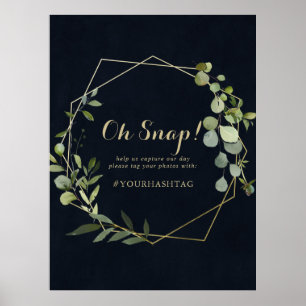 Poster Sinal de Casamento Geométrico Dourado Azul Verde O