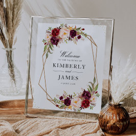 Poster Sinal de casamento geométrico vermelho-borrado