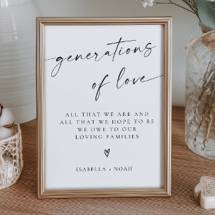 Poster Sinal de Casamento Gerações de Amor Elegantes Mode