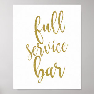 Póster Sinal de Casamento Glitter Bar de Serviço Completo