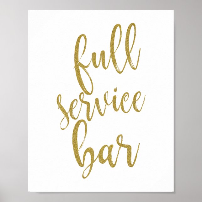 Póster Sinal de Casamento Glitter Bar de Serviço Completo (Frente)