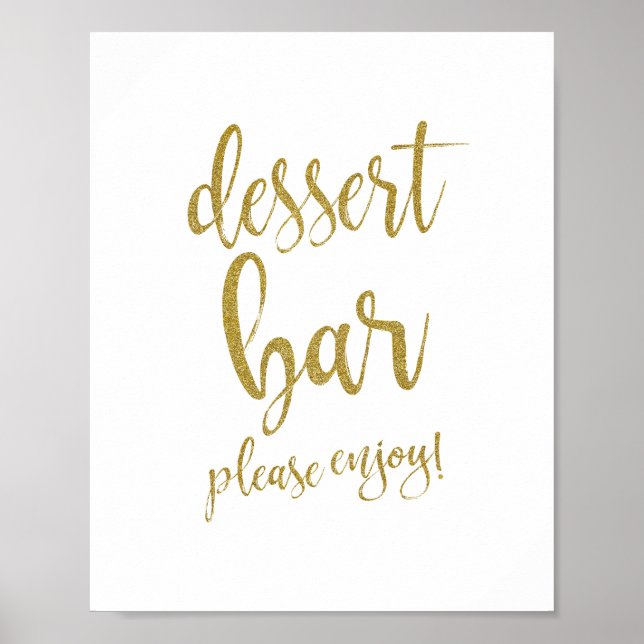 Poster Sinal de Casamento Glitter Gold 8x10 Barra de Sobr (Frente)