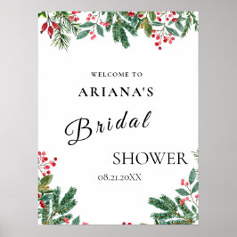 Poster Sinal de Casamento Greenerado de Pinho de inverno 