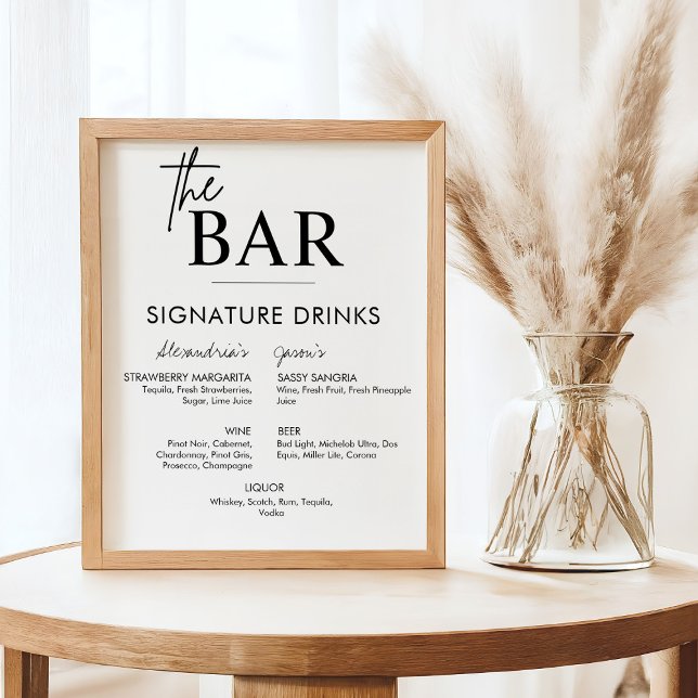 Poster Sinal de casamento imprimível Menu de bebidas de a (Custom wedding bar sign, signature drinks sign)
