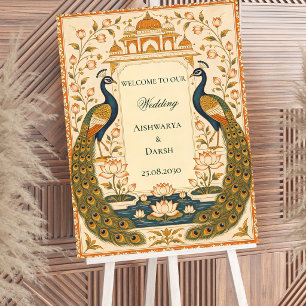 Poster Sinal de Casamento Indiano Pichwai Elegante