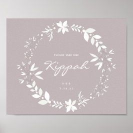 Poster Sinal de Casamento Kippah Personalizável, Branco e