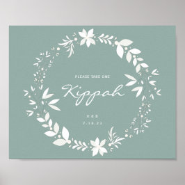 Poster Sinal de Casamento Kippah Personalizável, Po Branc