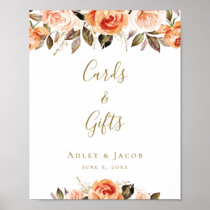 Poster Sinal de Casamento Laranja Queimado Floral Persona