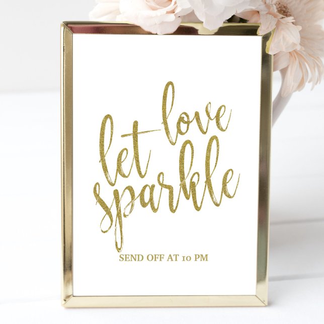 Póster Sinal de casamento Let love sparkle Gold Glitter 8 (Criador carregado)