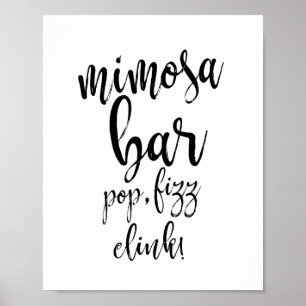 Póster Sinal de Casamento Mimosa Bar Preto e Branco 8x10