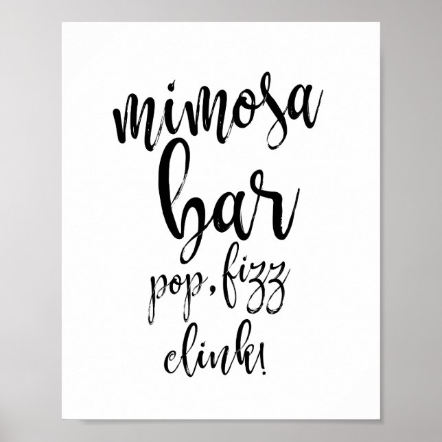Póster Sinal de Casamento Mimosa Bar Preto e Branco 8x10 (Frente)