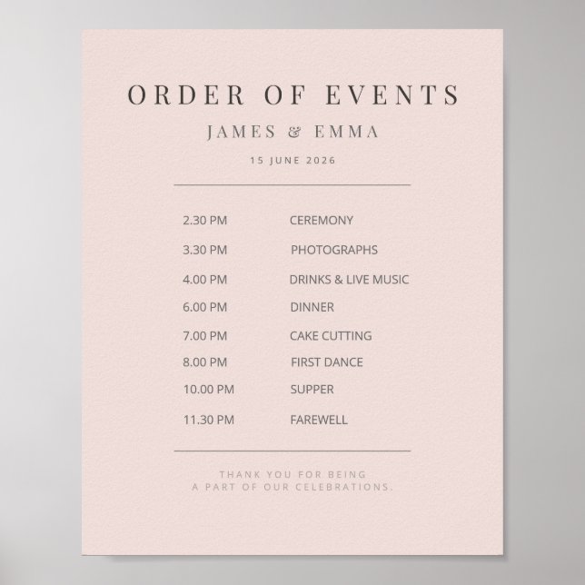 Poster Sinal de Casamento Minimalista | Beijo Quente (Frente)