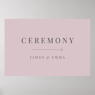 Poster Sinal de Casamento Minimalista Rosa Empoeirado