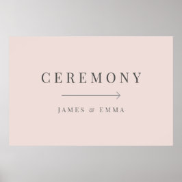 Poster Sinal de Casamento Minimalista Rosa Quente