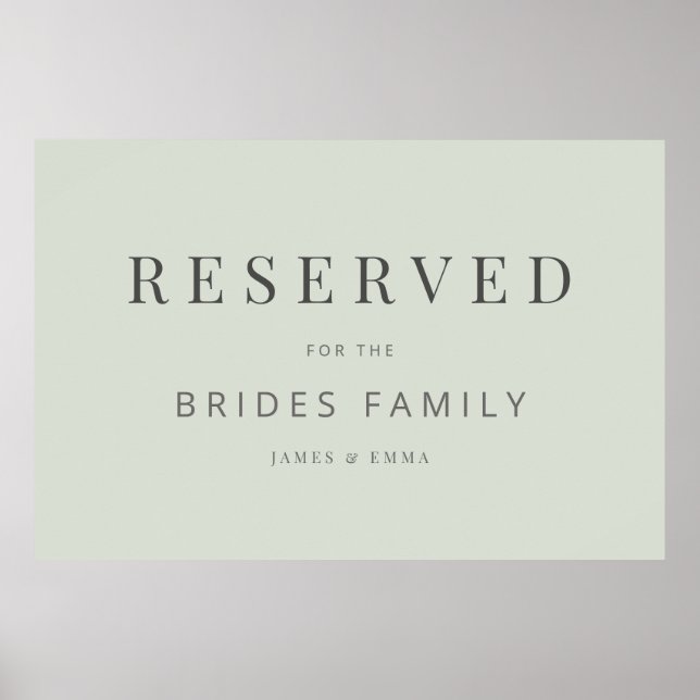 Poster Sinal de Casamento Minimalista Sage Pálido (Frente)