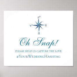 Poster Sinal de casamento náutico. Hashtag do instagram a