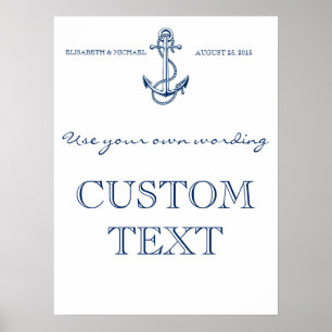 Poster Sinal de Casamento Náutico Texto personalizado