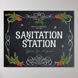 Poster Sinal de casamento no inverno de natal da Estação