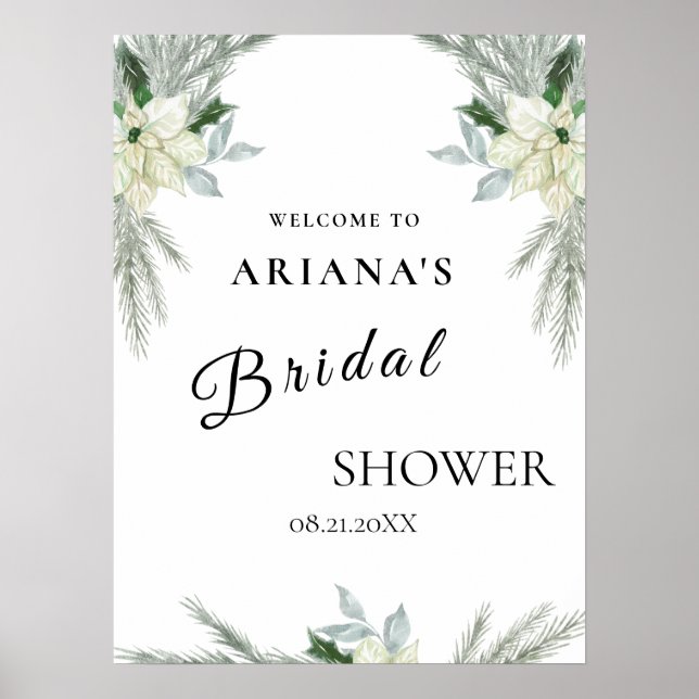 Poster Sinal de Casamento no inverno Floral Russo (Frente)