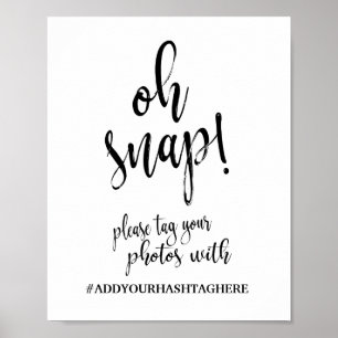 Póster Sinal de Casamento Oh Snap Hashtag 8x10