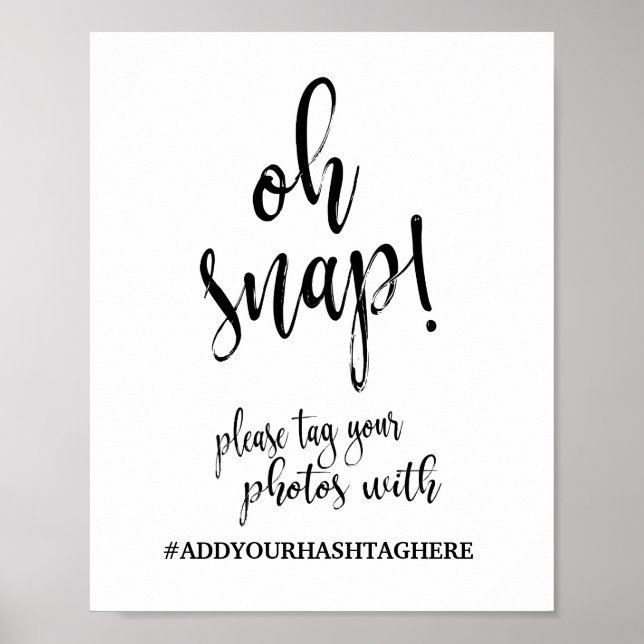 Póster Sinal de Casamento Oh Snap Hashtag 8x10 (Frente)