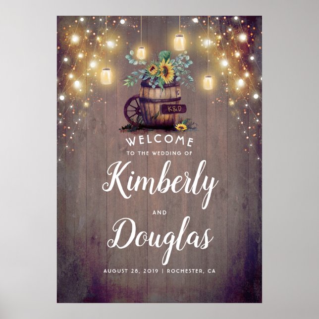 Poster Sinal de Casamento outono Russo do Sunflower (Frente)