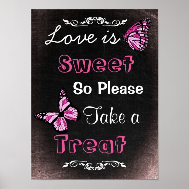 Póster Sinal de Casamento para Bufê de Doces, estilo quad (Frente)
