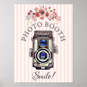 Poster Sinal de Casamento para Cabine de Fotos, Câmera Fl