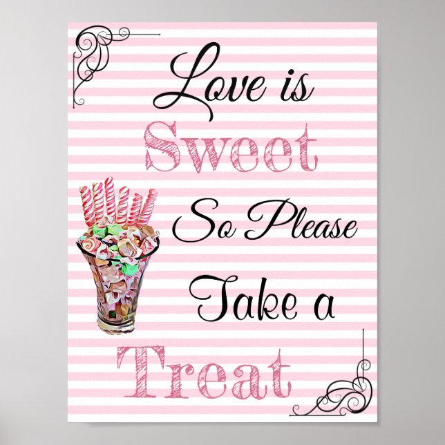 Poster Sinal de Casamento para o Buffet de Doces, Candies (Frente)