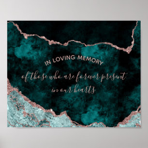 Poster Sinal de Casamento Peacock & Dourado Rosa Em Memór