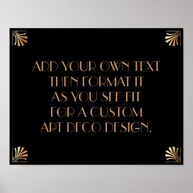 Poster Sinal de Casamento Personalizado Art Deco Ouro Pre (Frente)