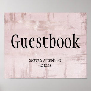 Poster Sinal de Casamento Personalizável Dourado Rosa e R