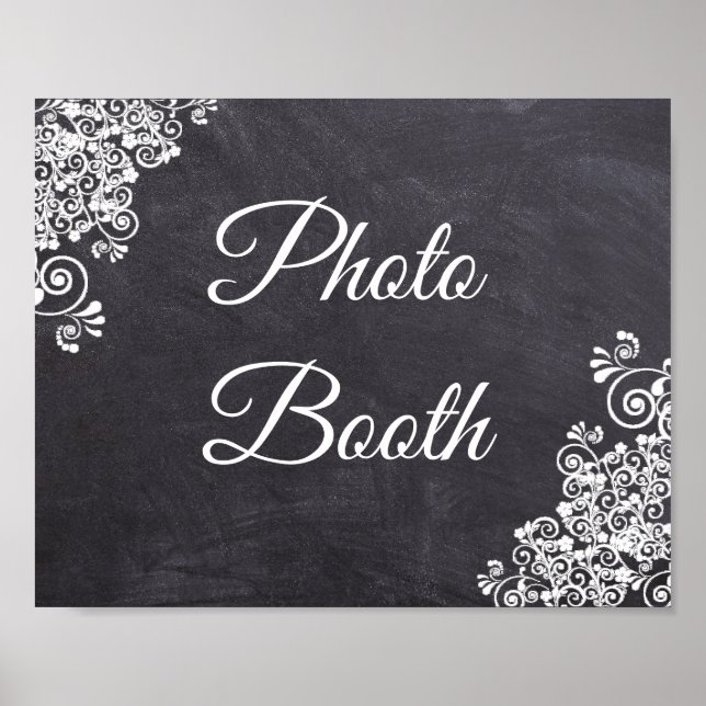 Poster Sinal de Casamento Photo Booth com Visual de Quadr (Frente)
