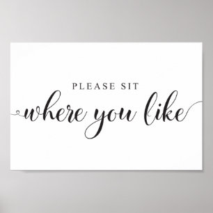 Poster Sinal de Casamento. Por favor, sente-se onde quise
