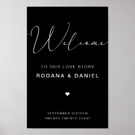 Poster Sinal de Casamento Preto Caligrafia à Mão