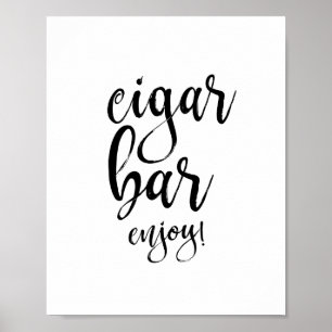 Póster Sinal de Casamento Preto e Branco 8x10 Cigar Bar