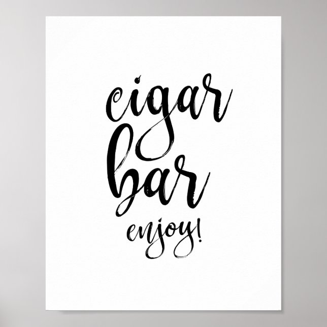 Póster Sinal de Casamento Preto e Branco 8x10 Cigar Bar (Frente)