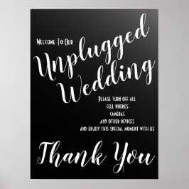 Poster Sinal de Casamento Preto Unplugado Elegante