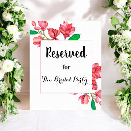 Poster Sinal de Casamento Reservado Rosa Floral Cartaz Br
