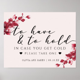 Poster Sinal de Casamento Rosa Floral Para Ter e Manter