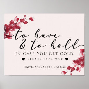 Poster Sinal de Casamento Rosa Floral Para Ter e Manter