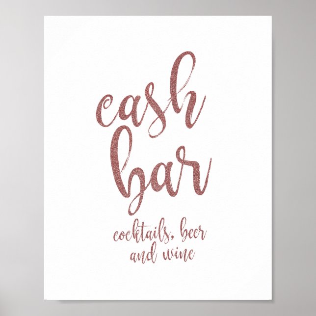 Poster Sinal de Casamento Rose Gold Glitter 8x10 (Frente)