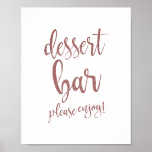Poster Sinal de Casamento Rose Gold Glitter 8x10 para Mes