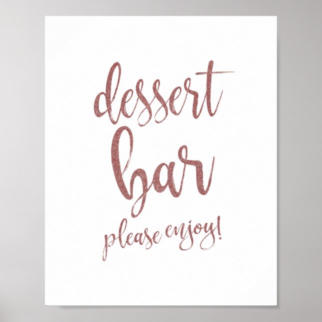 Poster Sinal de Casamento Rose Gold Glitter 8x10 para Mes (Frente)