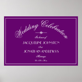 Poster Sinal de Casamento Roxo Chic Personalizado Elegant