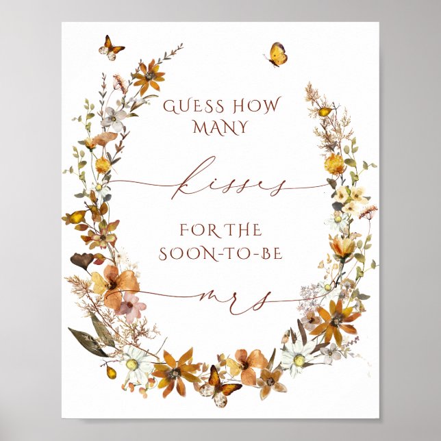 Poster Sinal de Casamento Rustic Floral Advice and Wish (Frente)