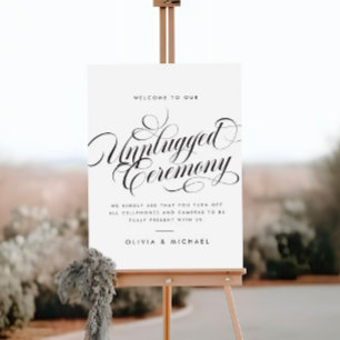 Poster Sinal de Casamento Sem Celular com Letra Elegante 