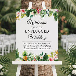 Poster Sinal de Casamento Sem Ligação Floral de Folhas Tr